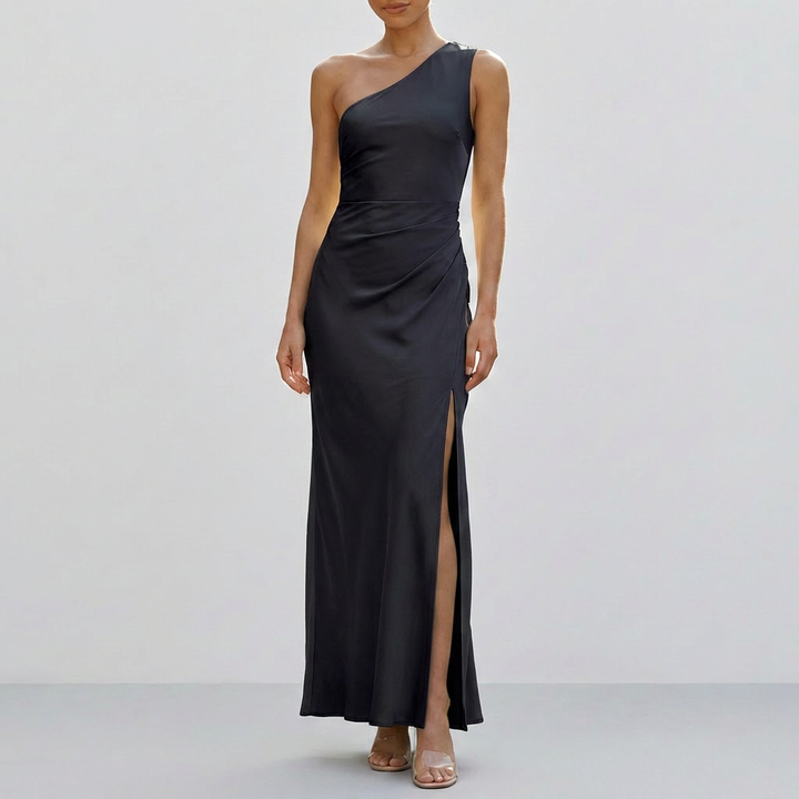 Kvinnors En Axel Satin Maxi Klänning
