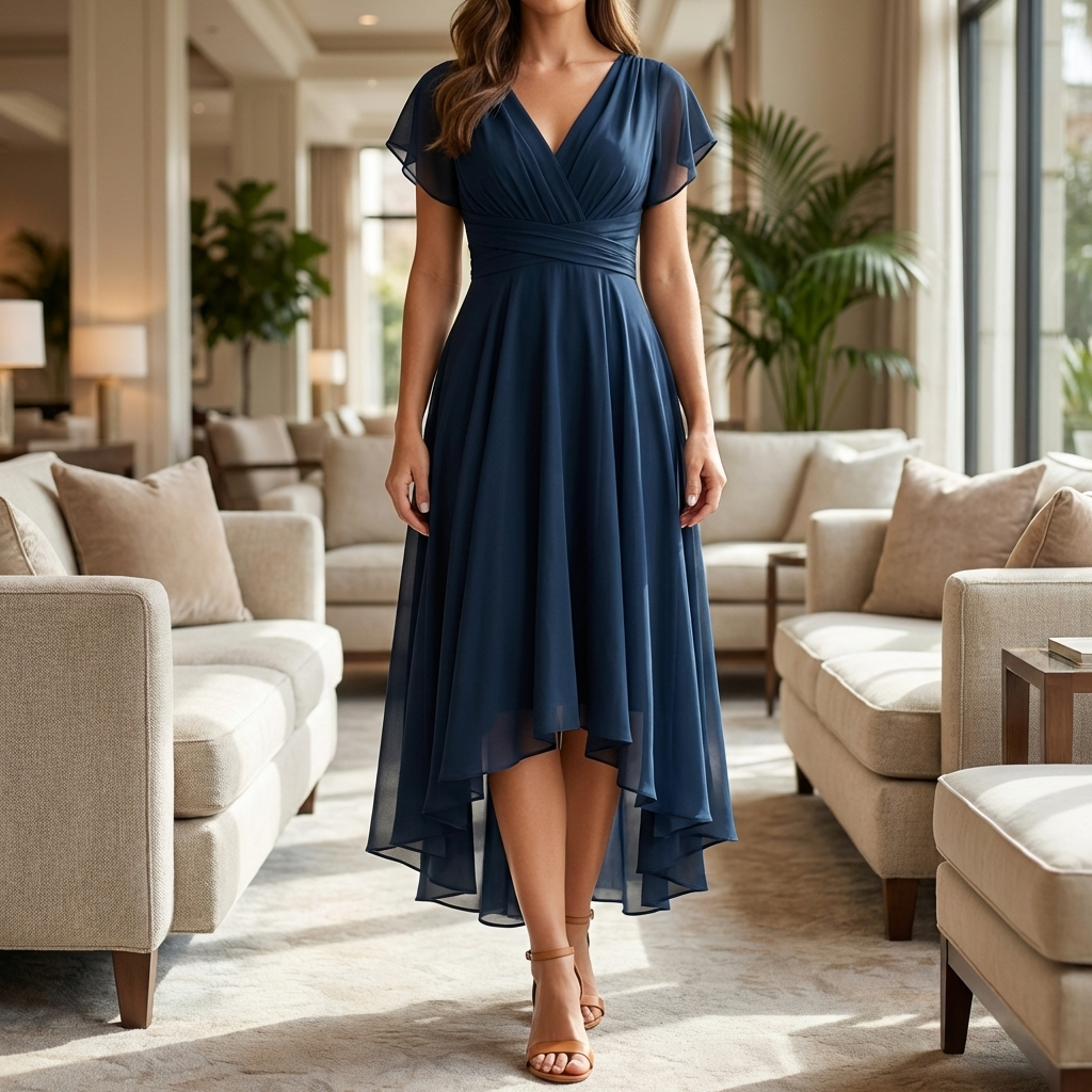 Elegant Tidlös Chiffon Kvällsklänning för Kvinnor