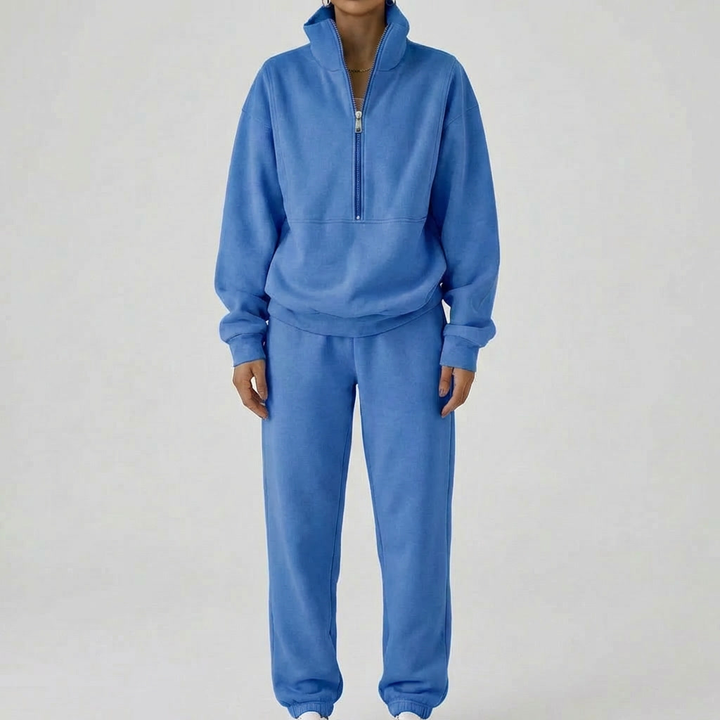 Komfortabel Träningsdräkt Pullover med Dragkedja för Kvinnor