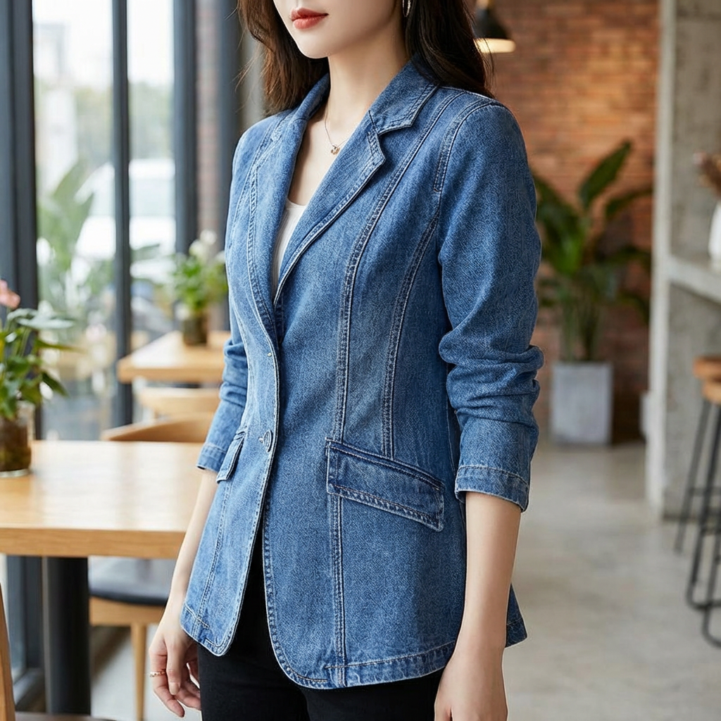 Denim Blazer för Kvinnor