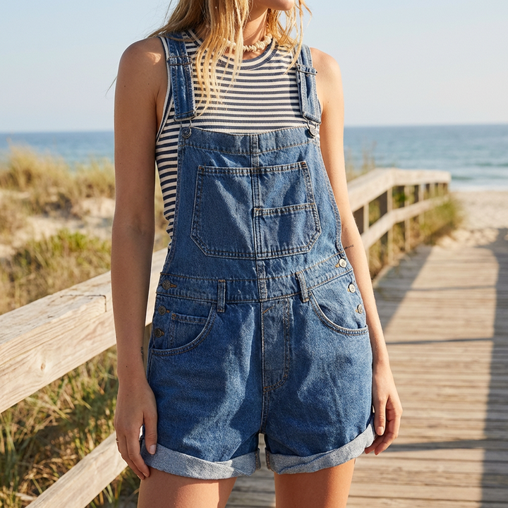 Ärmlös Denim Jumpsuit Casual Chic