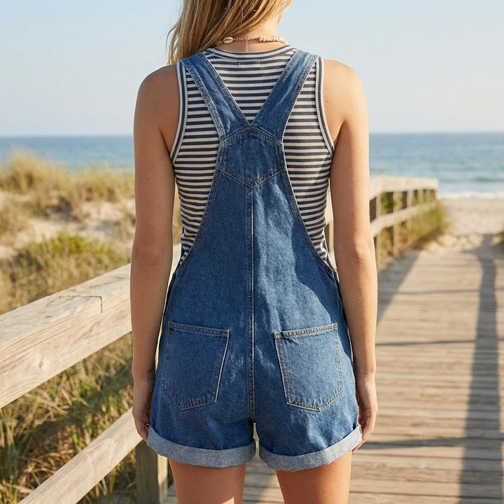 Ärmlös Denim Jumpsuit Casual Chic