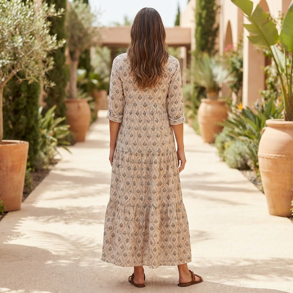 Vintage Charm Boho Print Lång Klänning för Kvinnor