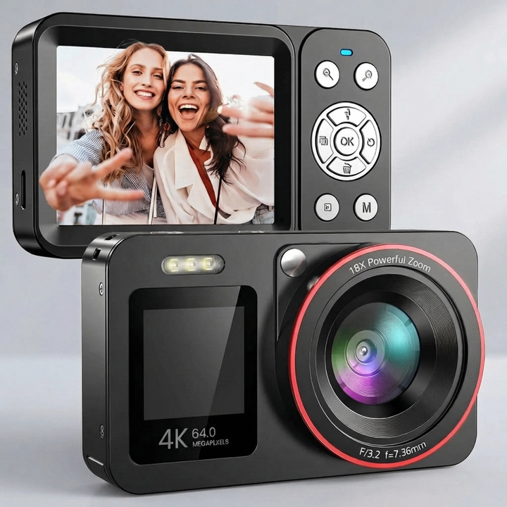 Kompakt Dual-Skärm 4K Digital Kamera