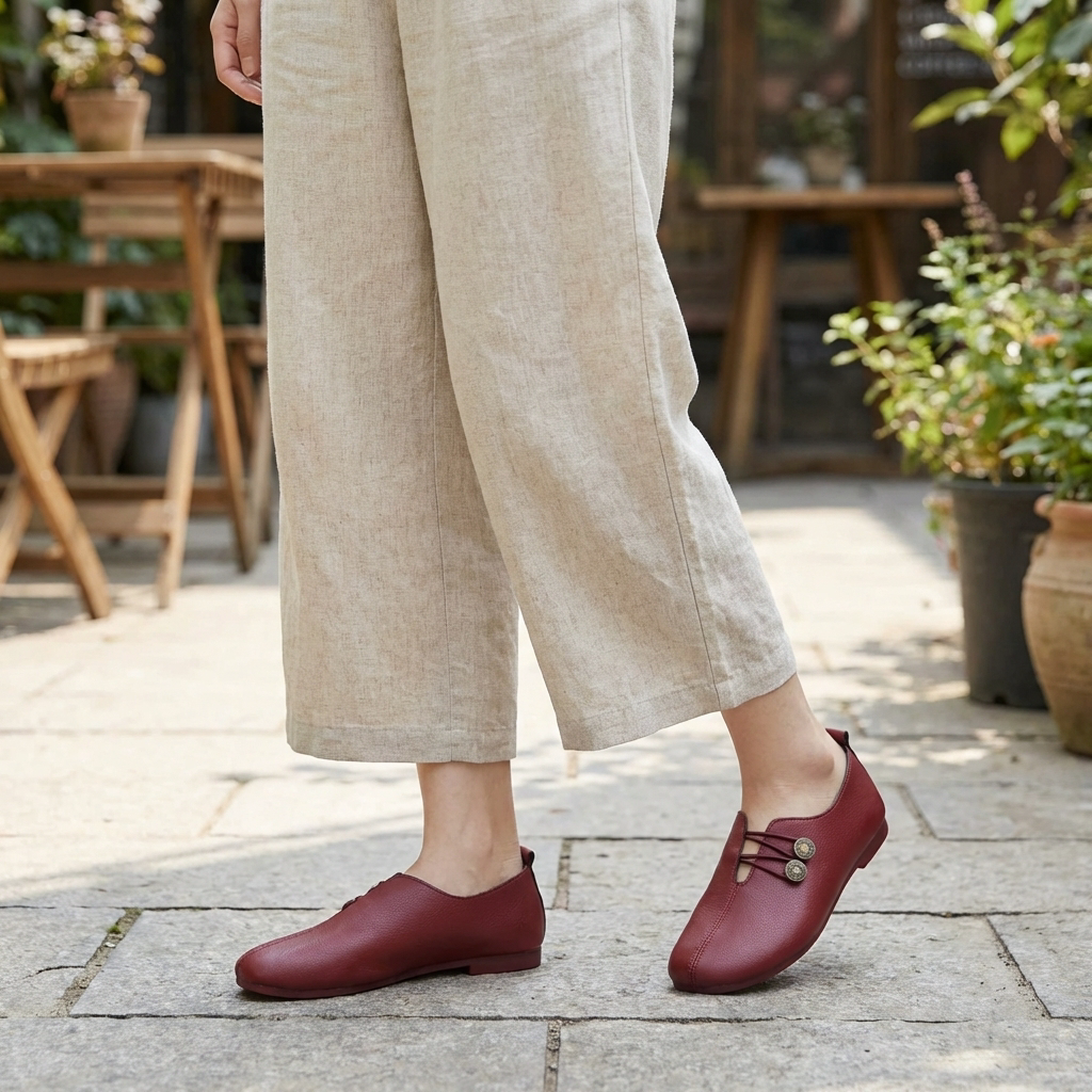 Flatrelle - Platt rundtåig slip-on loafers för kvinnor