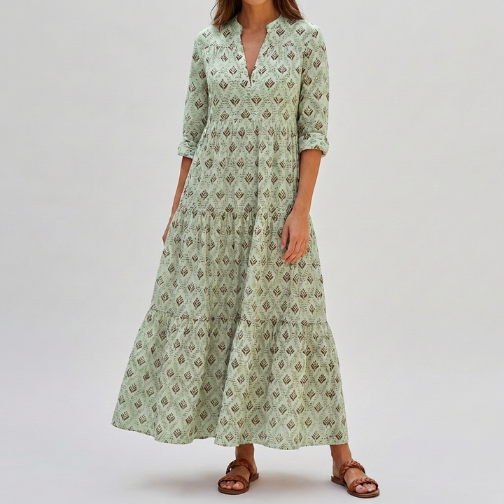 Vintage Charm Boho Print Lång Klänning för Kvinnor