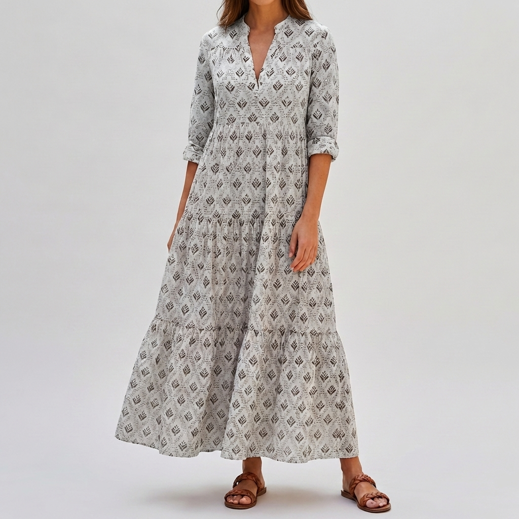 Vintage Charm Boho Print Lång Klänning för Kvinnor