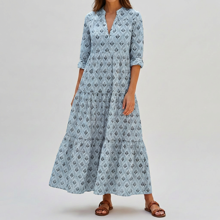 Vintage Charm Boho Print Lång Klänning för Kvinnor