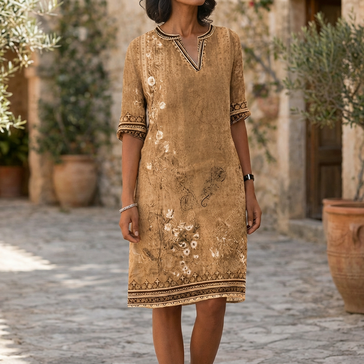 Enkelt och Komfortabelt Boho Blommig Volangklänning