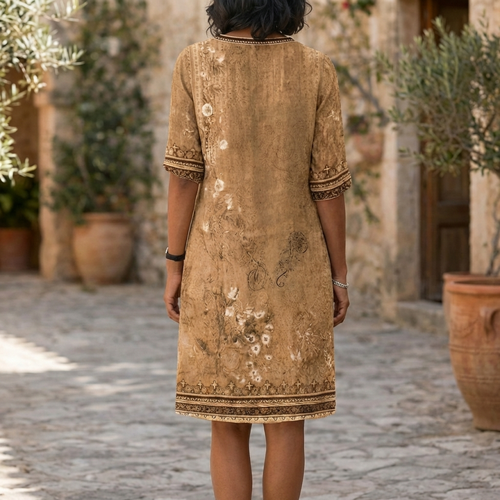 Enkelt och Komfortabelt Boho Blommig Volangklänning