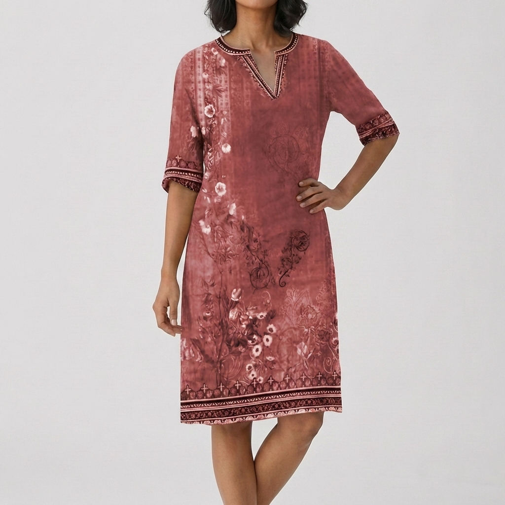 Enkelt och Komfortabelt Boho Blommig Volangklänning