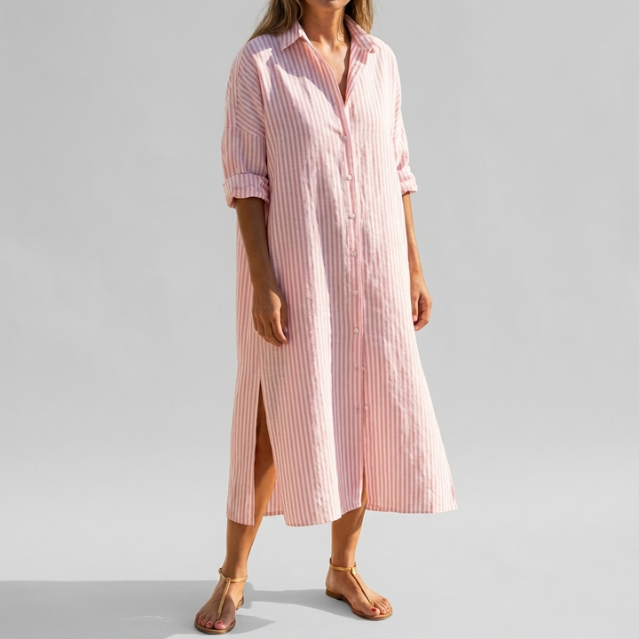 Kvinnors Elegant Långärmad Skjortklänning