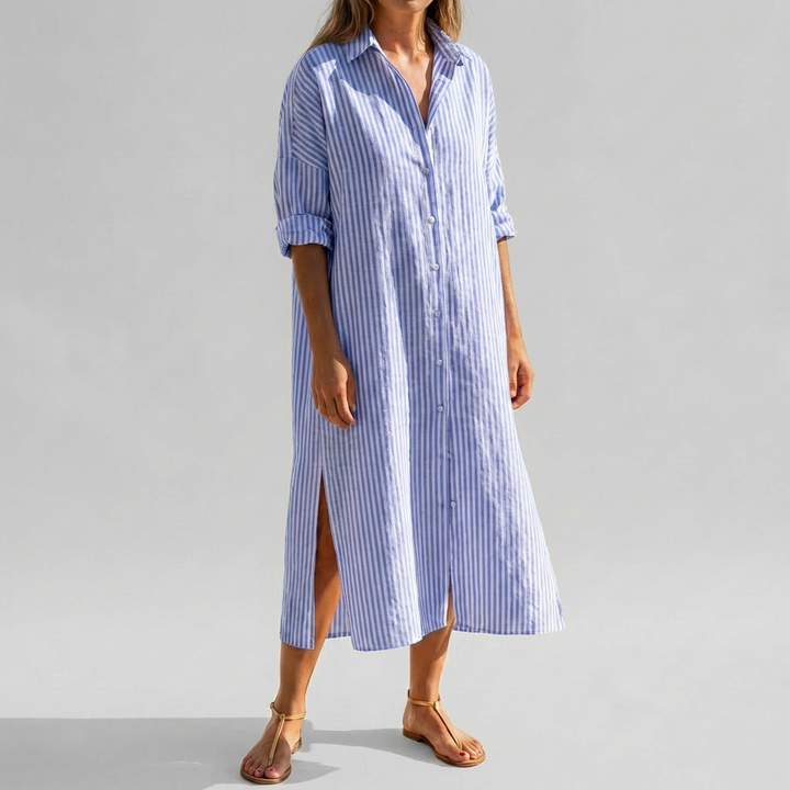 Kvinnors Elegant Långärmad Skjortklänning
