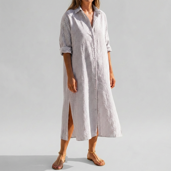 Kvinnors Elegant Långärmad Skjortklänning