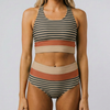 Färgbock Cut Back Bikini Badkläder Set för Kvinnor