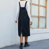 Kvinnor Midi Denim Pinafore Klänning