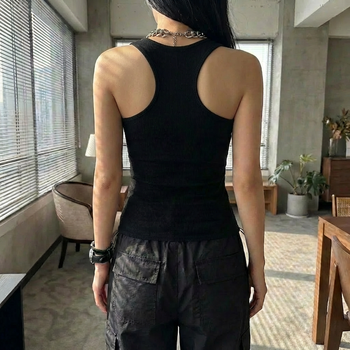 Osynlig Rem Ribbad Tank Top för Kvinnor