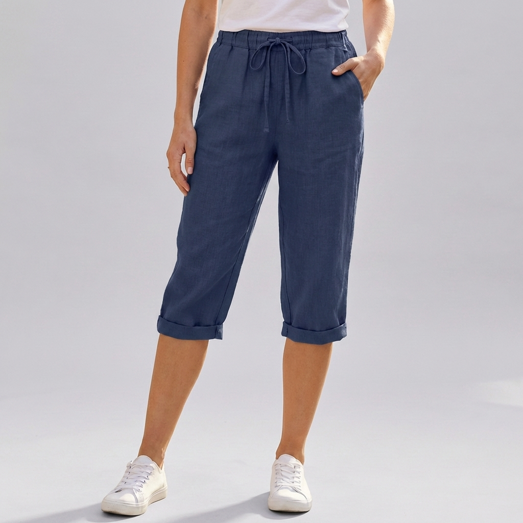 Kvinnors Bomull Linne Harem Knälängd Shorts