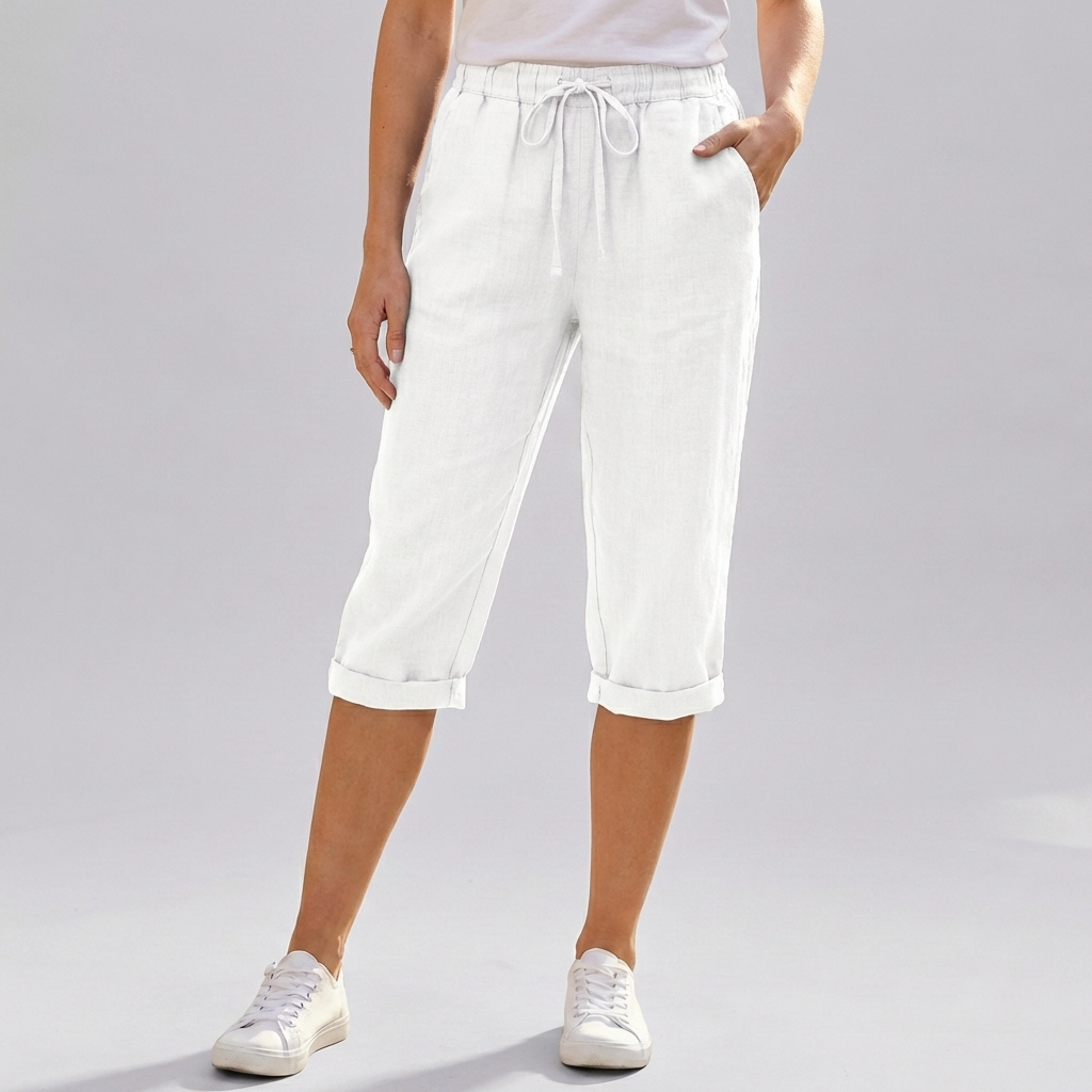 Kvinnors Bomull Linne Harem Knälängd Shorts
