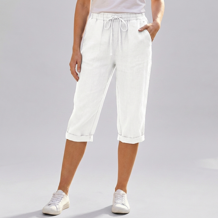 Kvinnors Bomull Linne Harem Knälängd Shorts