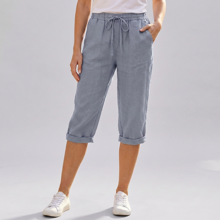 Kvinnors Bomull Linne Harem Knälängd Shorts