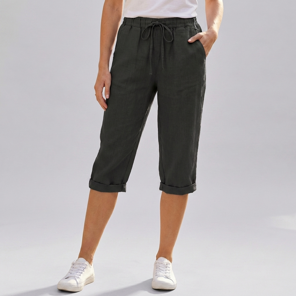 Kvinnors Bomull Linne Harem Knälängd Shorts