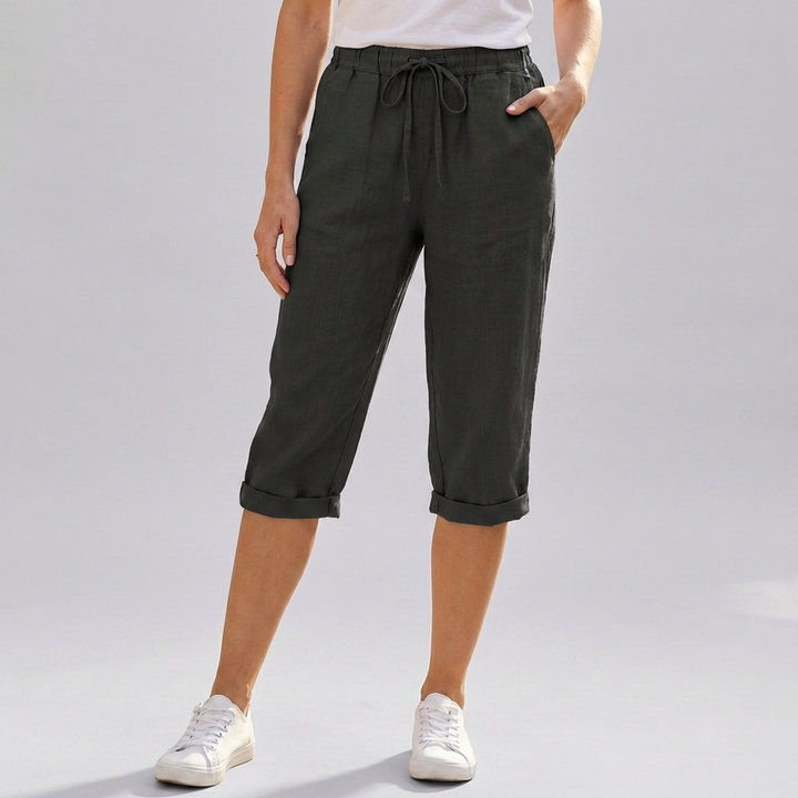Kvinnors Bomull Linne Harem Knälängd Shorts