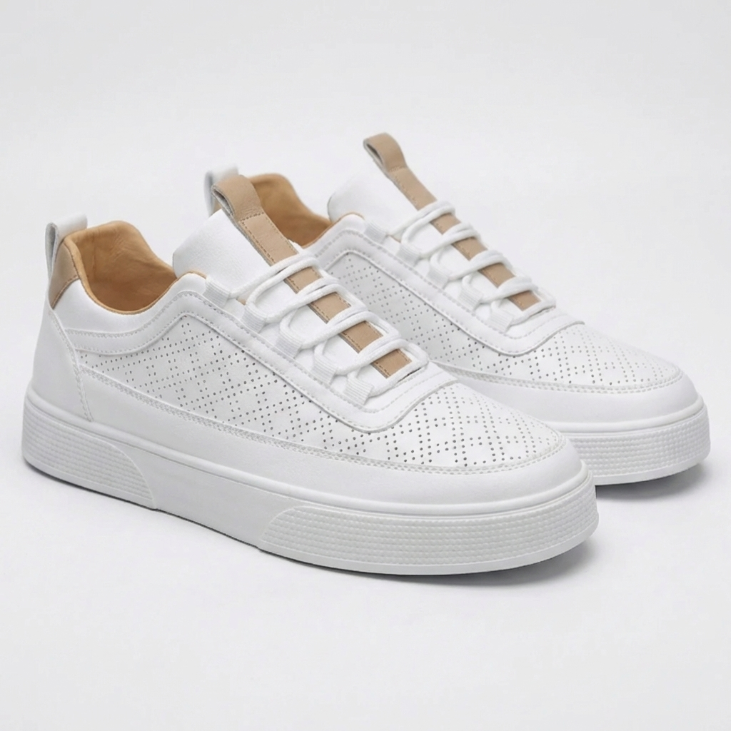 Låg-Top Snörning Läder Sneaker för Män