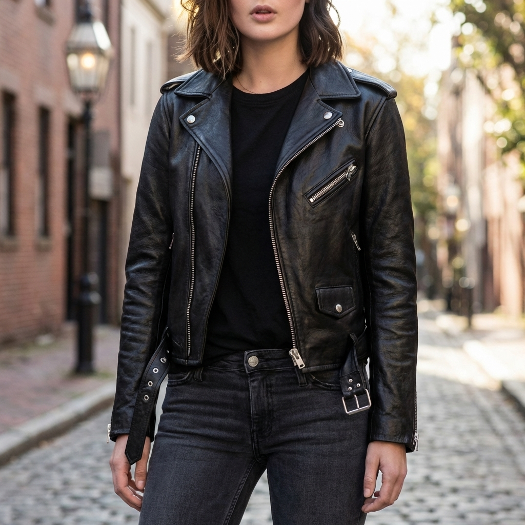 Vintage Biker Jacka för Kvinnor