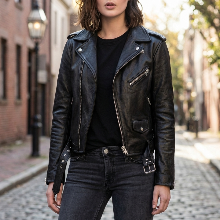 Vintage Biker Jacka för Kvinnor