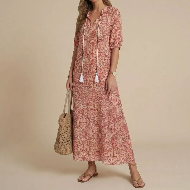 Blommig Tryck Boho Maxi Klänning