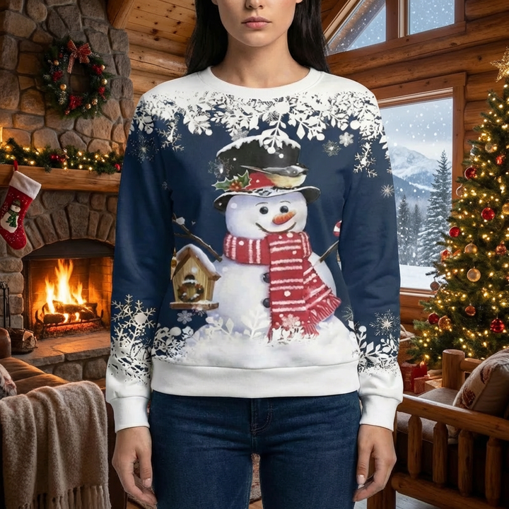 Festlig Snögubbe Grafik Sweatshirt