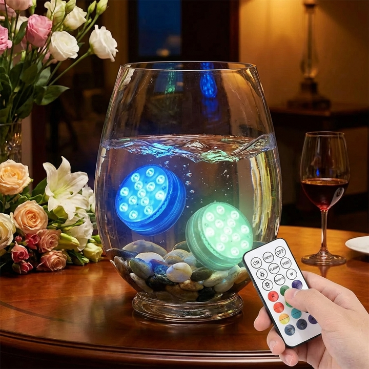 LED Lampa Färg Submersible Pool Lampa med RF Fjärkontroll