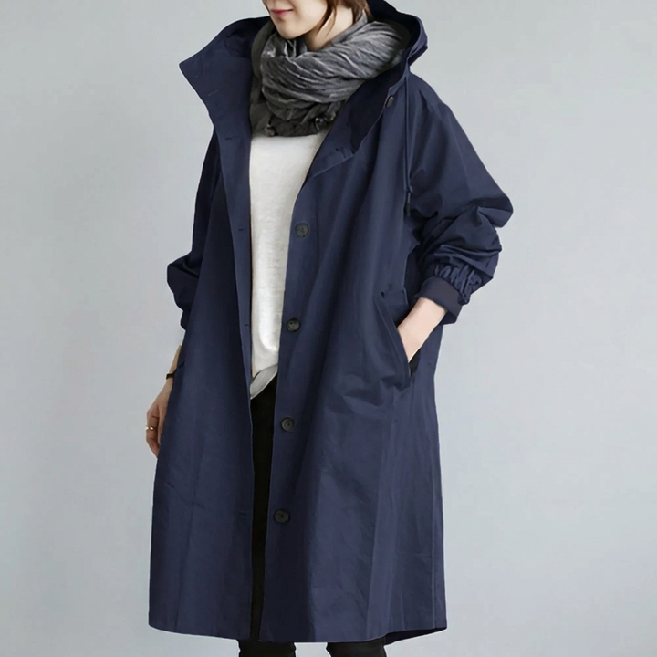 Klassisk huva trench coat för kvinnor