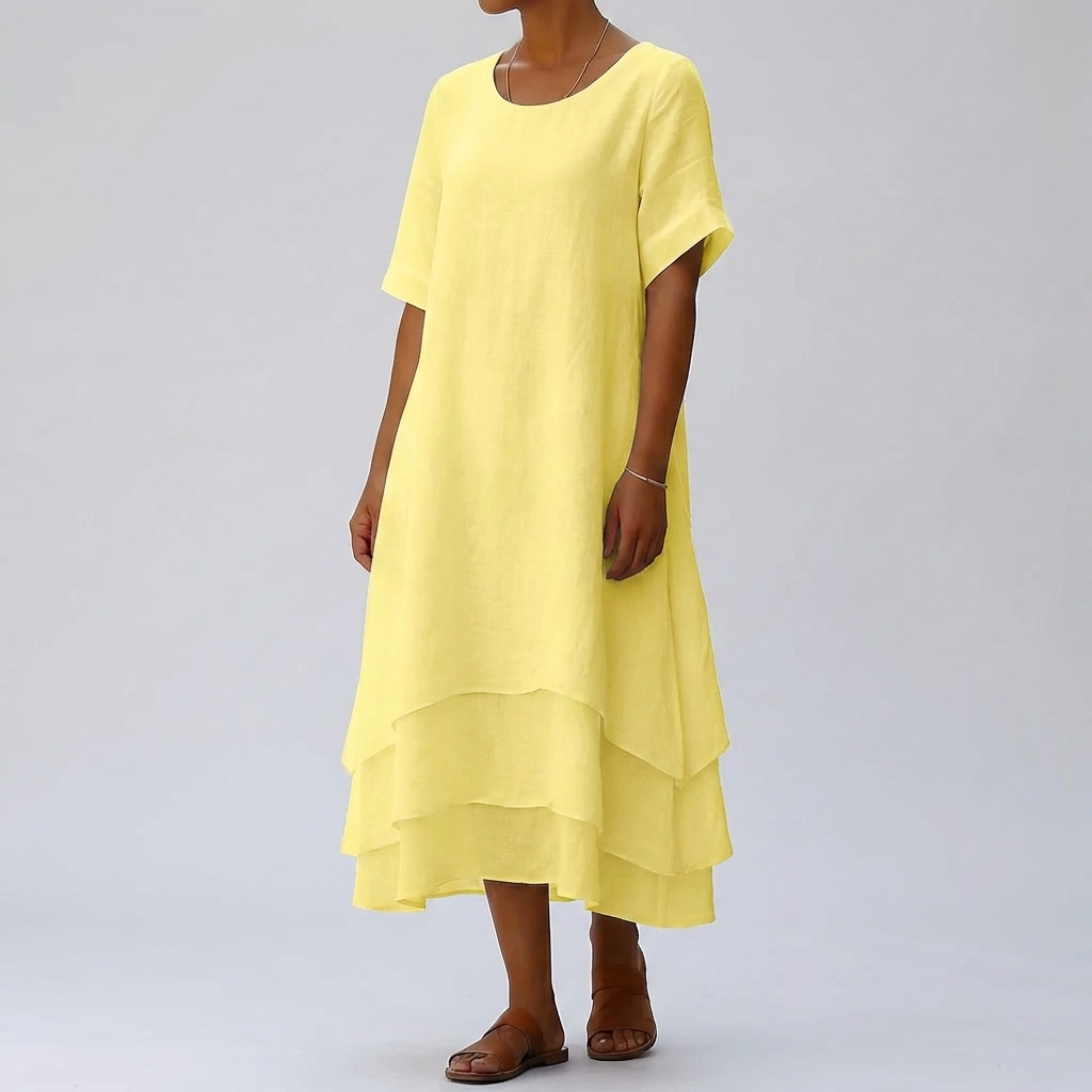 Chic Block Slit Dress Enkel Modern Elegans