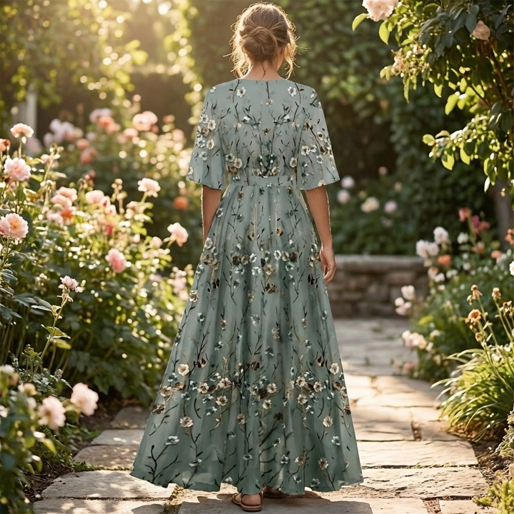 Kvinnors blommig mönster maxiklänning