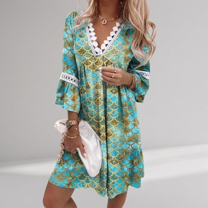 Boho Sommarklänning med Crochet Detaljer