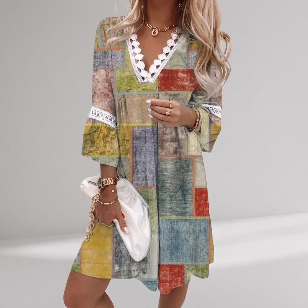 Boho Sommarklänning med Crochet Detaljer