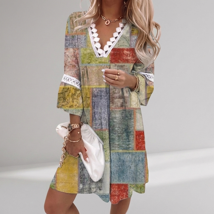 Boho Sommarklänning med Crochet Detaljer