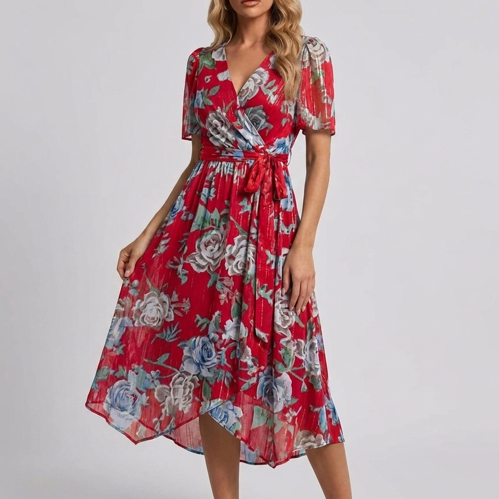 Flowy Floral Sommarklänning för Kvinnor