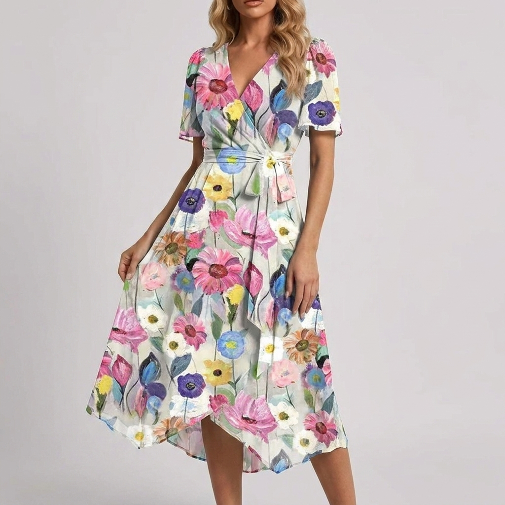 Flowy Floral Sommarklänning för Kvinnor