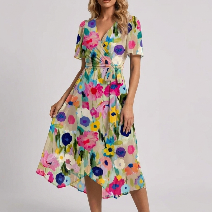 Flowy Floral Sommarklänning för Kvinnor