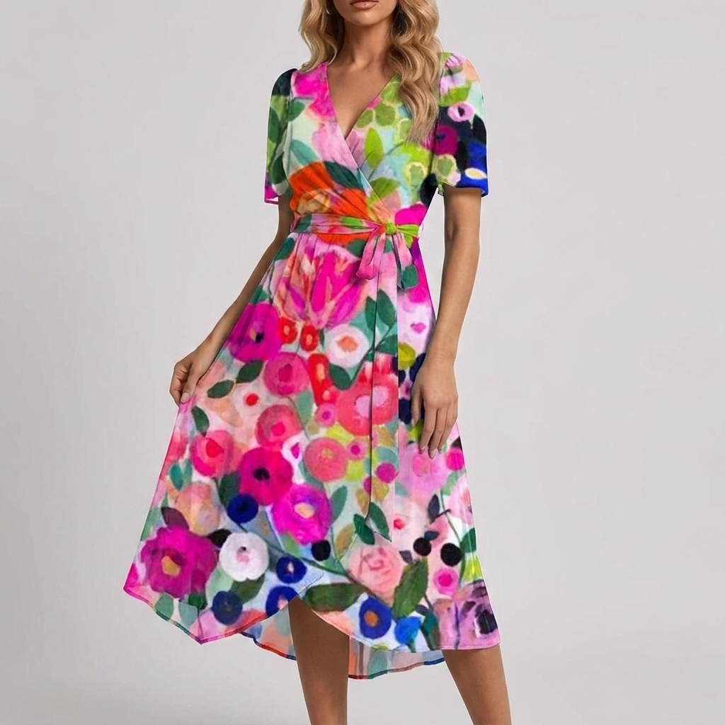 Flowy Floral Sommarklänning för Kvinnor