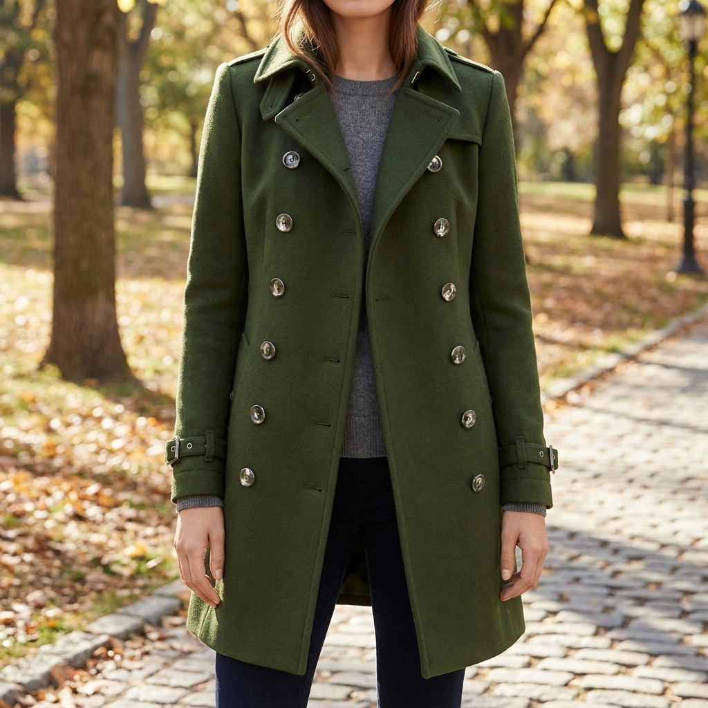 Elegant Dubbelknäppt Trench Coat för Kvinnor