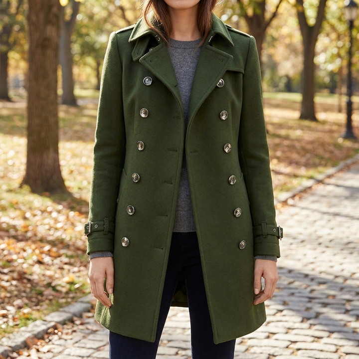 Elegant Dubbelknäppt Trench Coat för Kvinnor