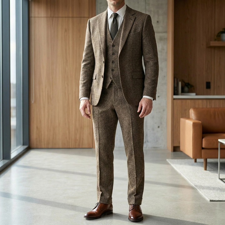 Slim-Fit Tre-Delar Formell Kostym