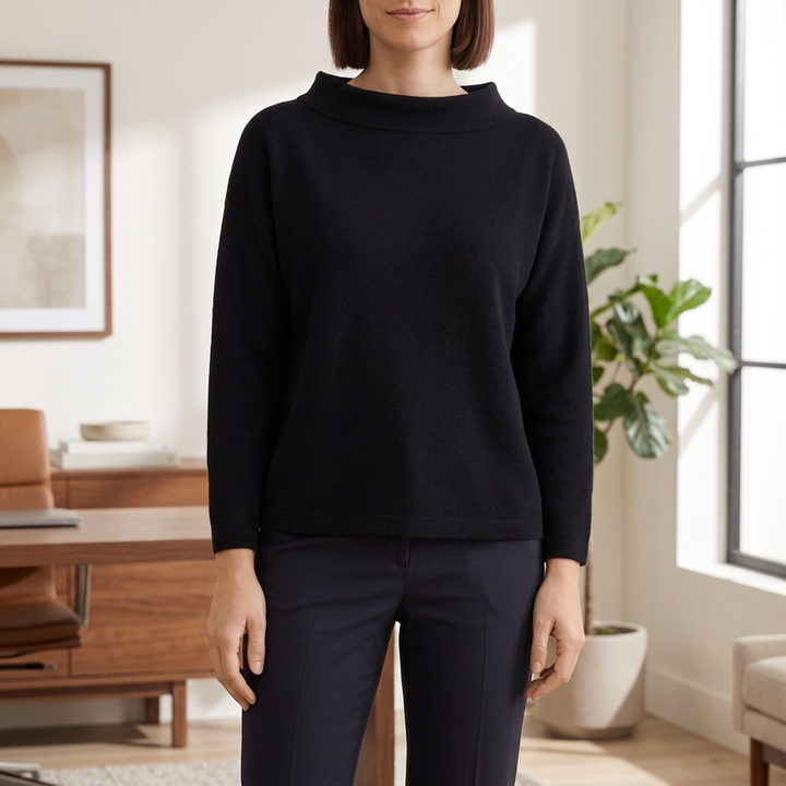 Halv Turtleneck Avslappnad Passform Topp