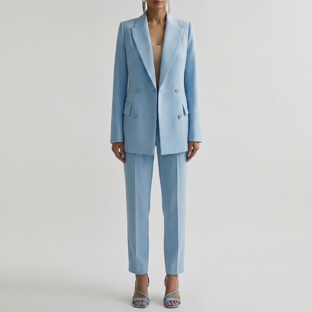 Skräddarsydd Dubbelknäppt Blazer Och Byxor Set