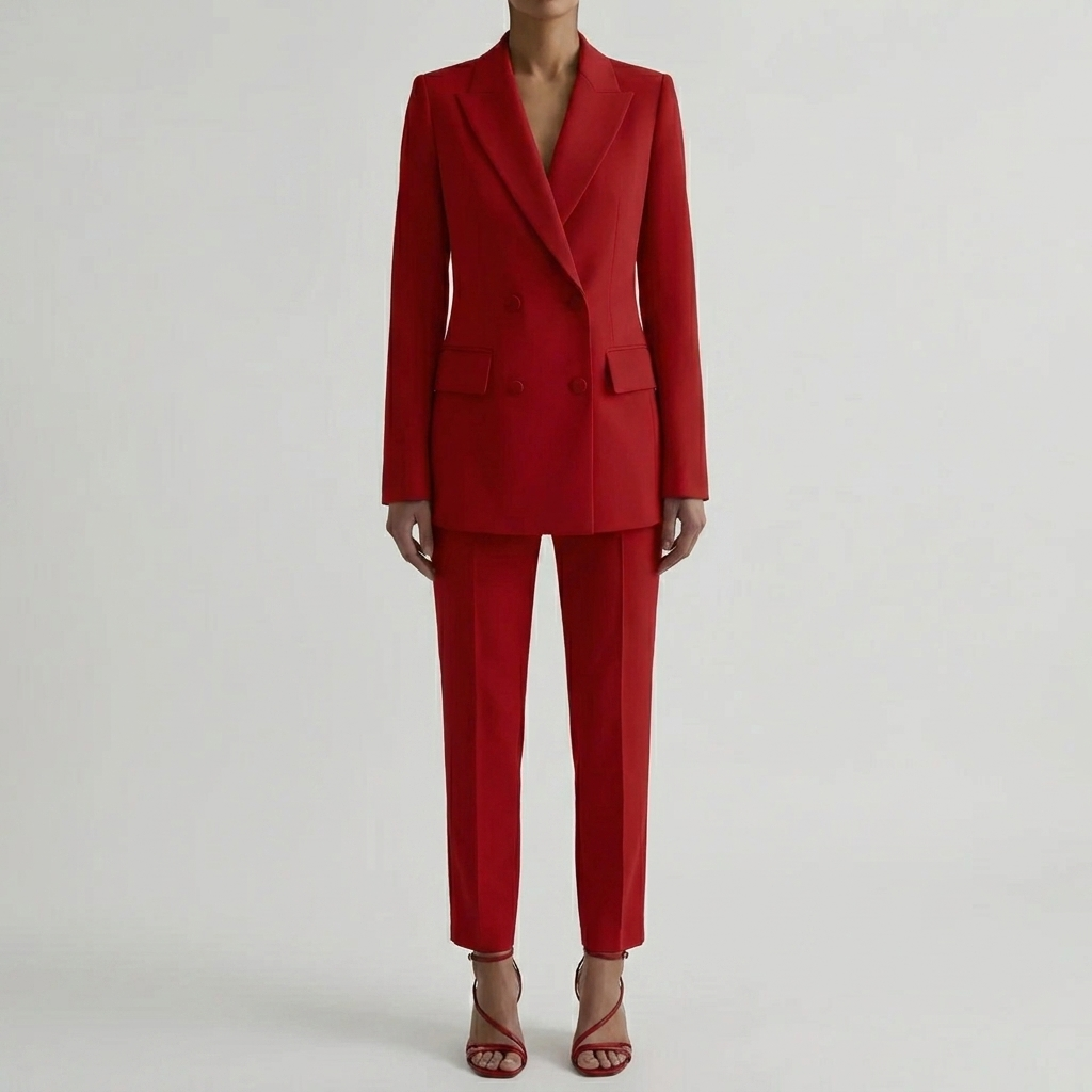 Skräddarsydd Dubbelknäppt Blazer Och Byxor Set