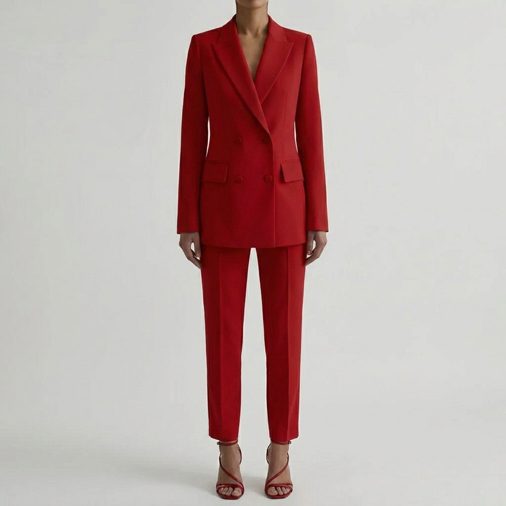 Skräddarsydd Dubbelknäppt Blazer Och Byxor Set